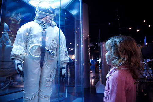 Girl In an astronautics museum